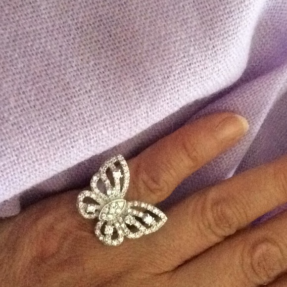 Sterling silver stamped 925 CZ butterfly ring S6 - Picture 7 of 7